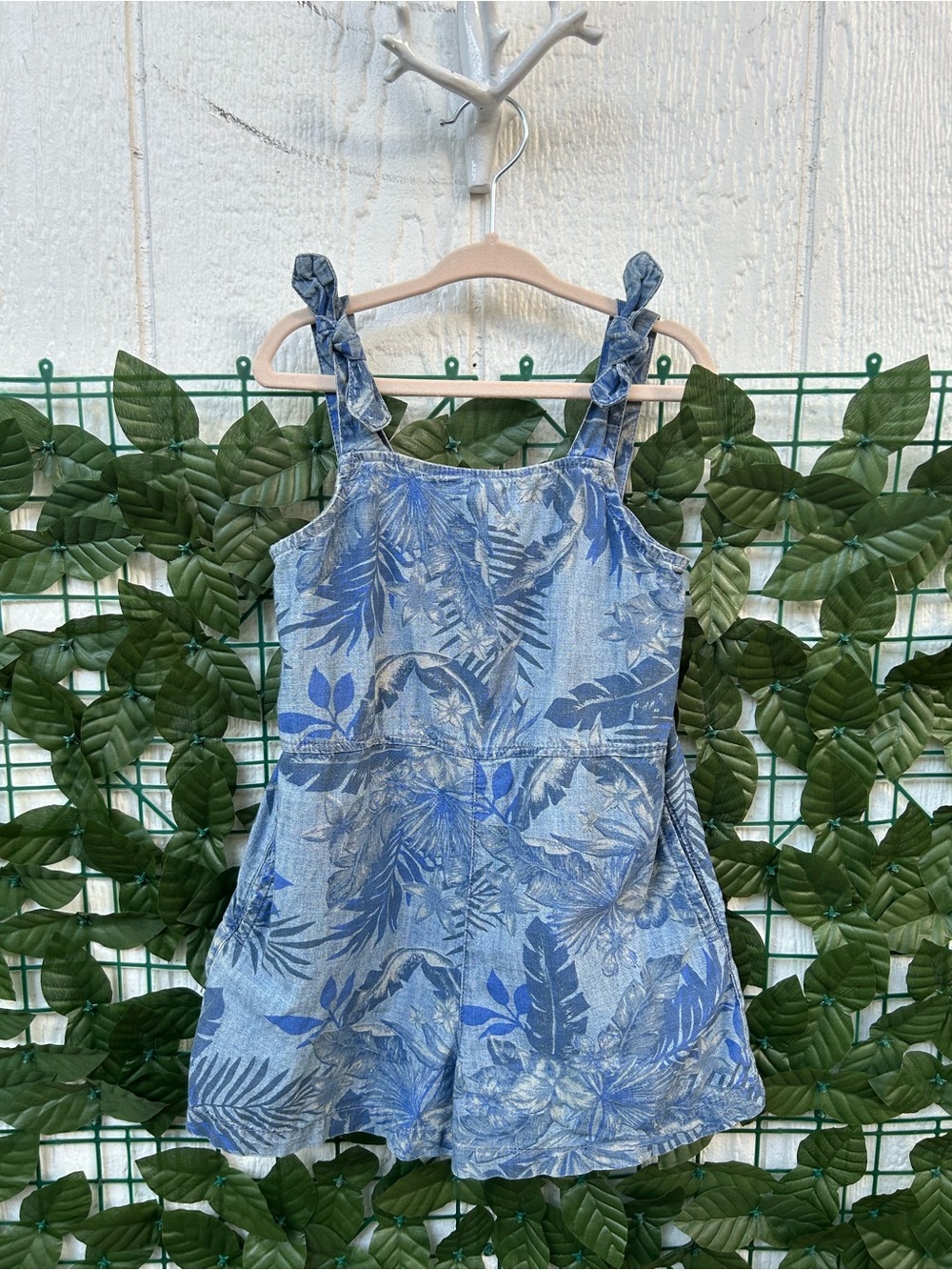 GAP Baby Blue Floral Denim Romper
